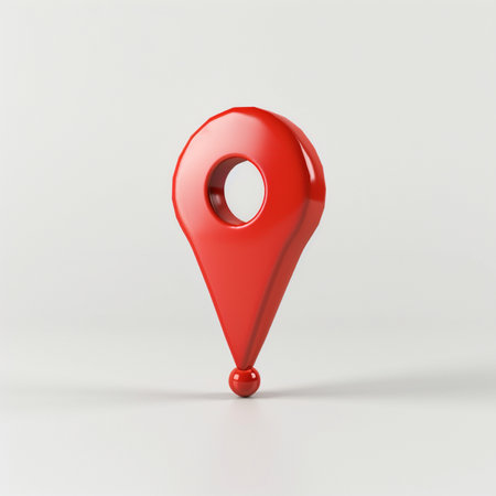 Red Map Marker on White Background. 3D Render Illustrationの素材