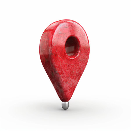 Red map pointer isolated on white background. 3d render illustration.の素材
