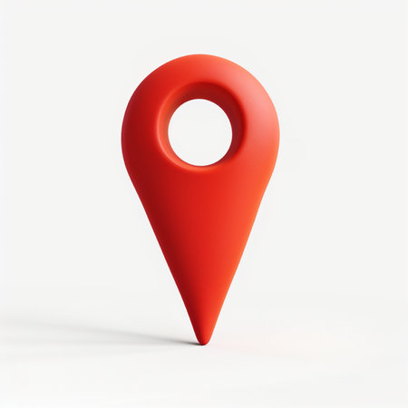 Red map pointer on a white background. 3d rendering illustration.の素材