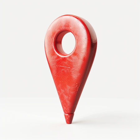 Red map pointer isolated on white background. 3D rendered illustration.の素材