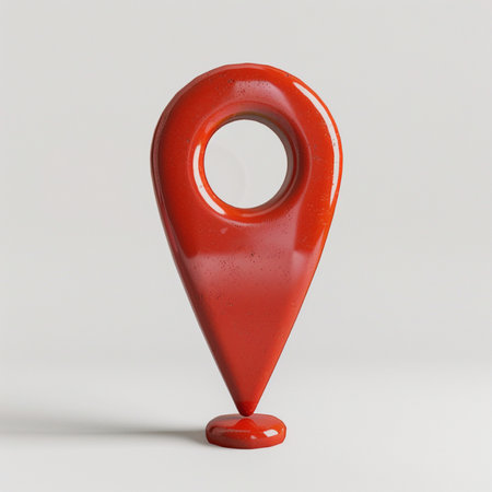 Red Map Marker on White Background. 3d Rendering.の素材