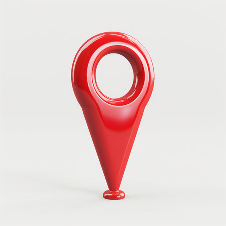 Red map pointer isolated on a white background. 3d rendering.の素材