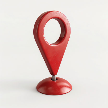 Red map pointer isolated on white background. 3d render illustration.の素材