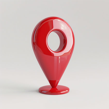 Red map pointer isolated on white background. 3d render illustration.の素材