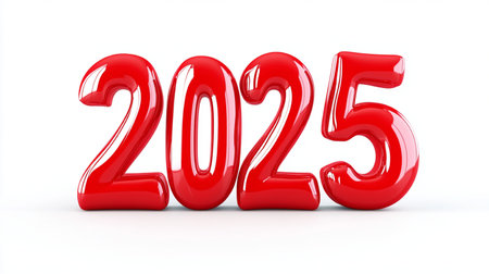 New Year 2015. 3D illustration. Red text isolated on white background.の素材