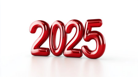 New year 2015 on white background. 3D illustration. Red.の素材