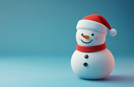 Snowman on blue background. Christmas and New Year concept. Copy space.の素材