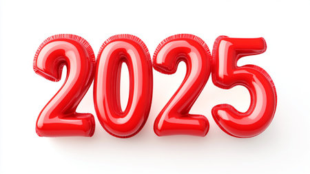 Red balloon 2015 isolated on white background. 3d render. New year conceptの素材