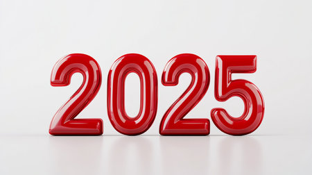 New Year 2015 - 3D Rendered Red Number on White Backgroundの素材
