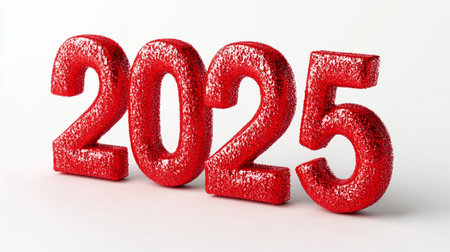 Happy New Year 2015. 3D illustration. Red numbers on white background.の素材