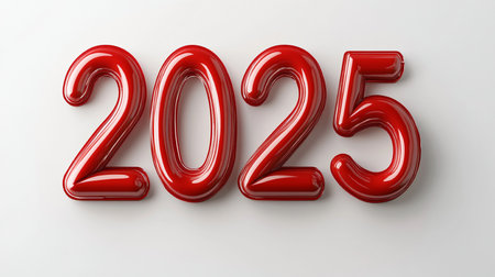 3d render of red metallic happy new year 2015 on white backgroundの素材