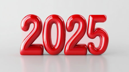 Red 3d number 2015 on white background. New Year concept.の素材
