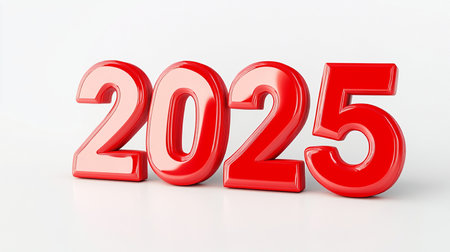 Happy New Year 2015. 3D illustration. Red text on white background.の素材