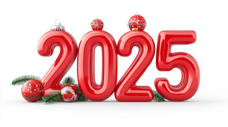 Happy New Year 2015. 3d render illustration isolated on white backgroundの素材