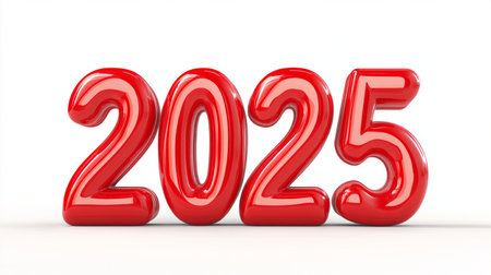 Red numbers on white background. New Year 2015. 3D renderingの素材