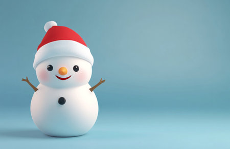 snowman with christmas hat on blue background 3d renderingの素材