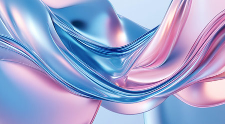 3d rendering of abstract wavy liquid background. Smooth elegant pink and blue colors.の素材