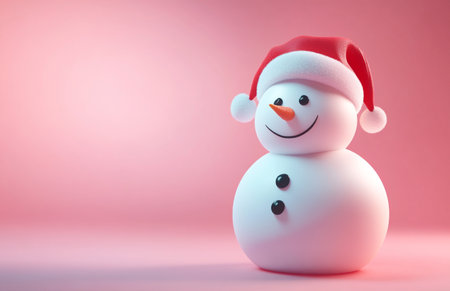 Snowman on pink background. Christmas and New Year concept. 3D Renderingの素材