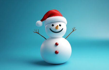 snowman on blue background, 3d render, christmas conceptの素材