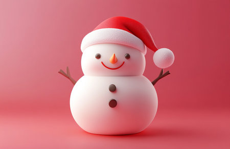 Christmas snowman on pink background. 3d render. Christmas concept.の素材