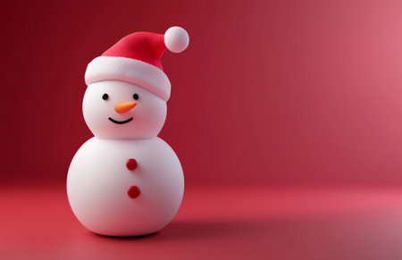 snowman on a red background. 3d render. christmas conceptの素材