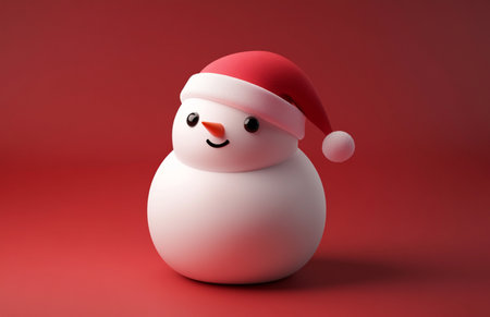 snowman on red background, 3d render, christmas conceptの素材