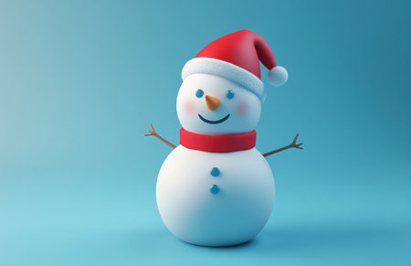 snowman on blue background, 3d render, christmas conceptの素材
