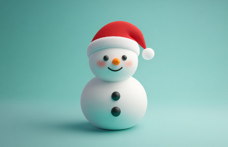 Snowman on blue background. 3d render. Christmas concept.の素材