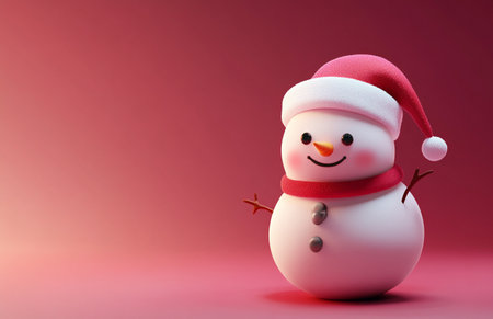 Snowman on pink background. Christmas and New Year concept. 3D Renderingの素材