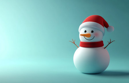 3d rendering of a snowman wearing a red hat and scarfの素材