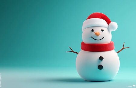 snowman on blue background, christmas concept, 3d renderingの素材