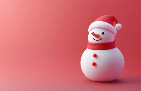 Snowman on a red background. Christmas and New Year concept.の素材