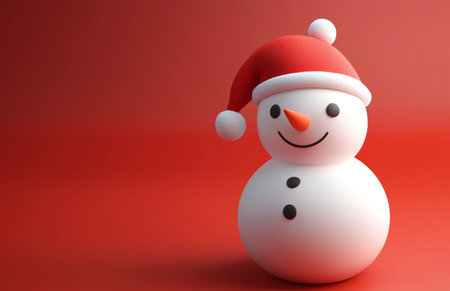 snowman on a red background. 3d render illustration.の素材