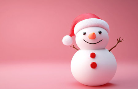 Snowman on pink background. Christmas and New Year holiday concept.の素材