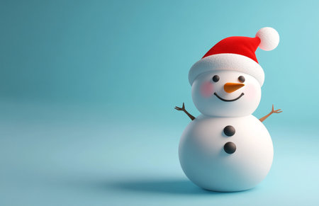 snowman on blue background with copy space. 3d illustrationの素材