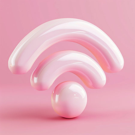 3d render of a pink wifi symbol on a pink backgroundの素材
