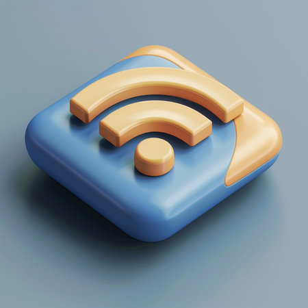 Wifi icon on blue background. 3D illustration. Vintage style.の素材