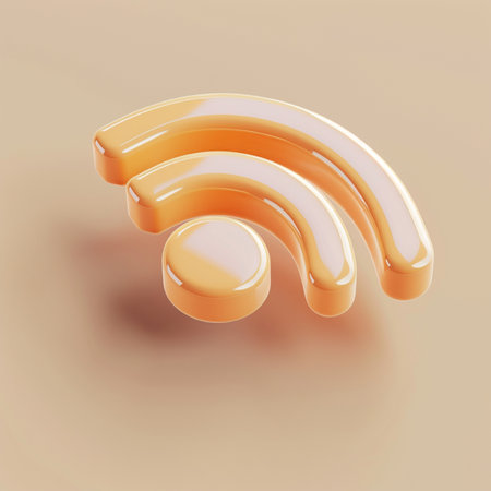 Wifi symbol on a beige background. 3D rendering.の素材
