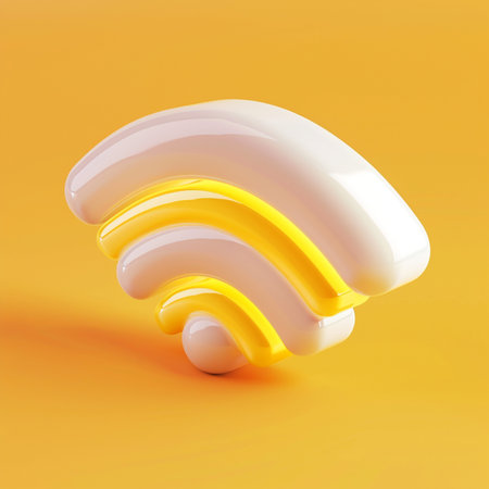 Wifi symbol on orange background. 3D rendered Illustration.の素材