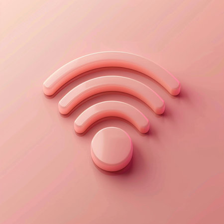 Wi-Fi symbol on a pink background. 3d illustration.の素材