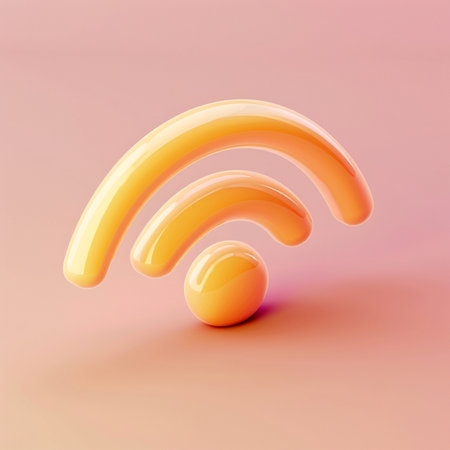 Wifi icon on pink background. 3D rendered Illustration.の素材