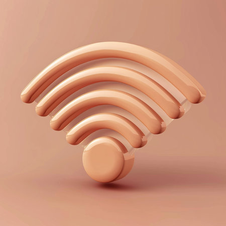 3d rendering of a wifi symbol on a beige background.の素材