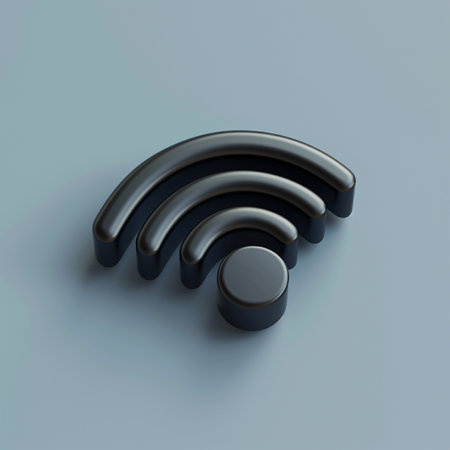 WiFi symbol on the gray background. 3d render illustration.の素材