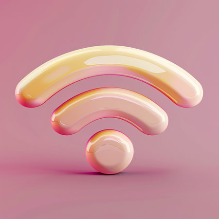 3d render of a pink wifi symbol on a pink background.の素材