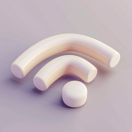 WiFi symbol on a white background. 3d render illustration.の素材