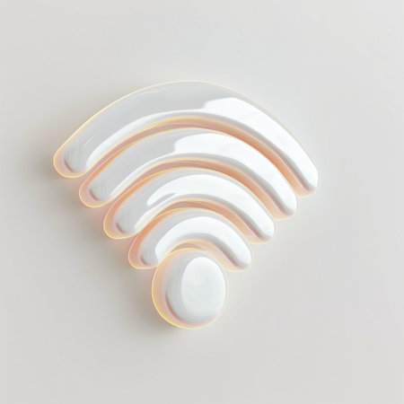 WiFi symbol on a white background. 3d render illustration.の素材