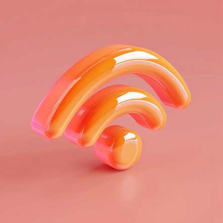 Wifi symbol. 3d illustration. Red and orange colors.の素材