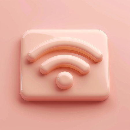 Illustration of a wifi symbol on a pink background - 3d renderingの素材