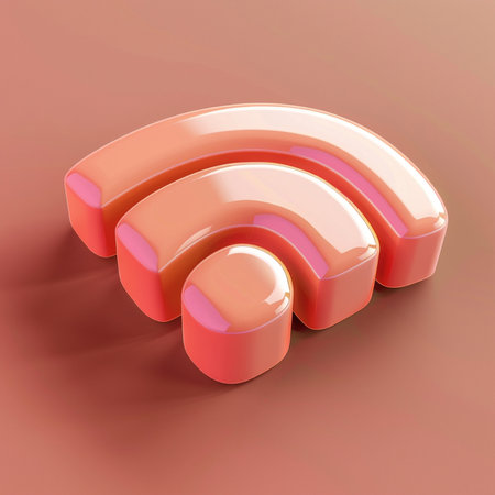 3d rendering of pink RSS symbol on a brown background with copy spaceの素材