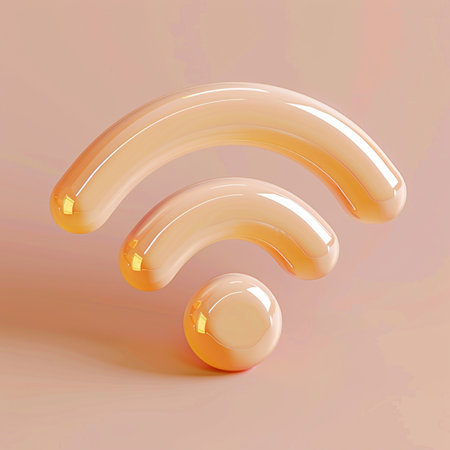 Wifi symbol on pastel background. 3d render illustration.の素材